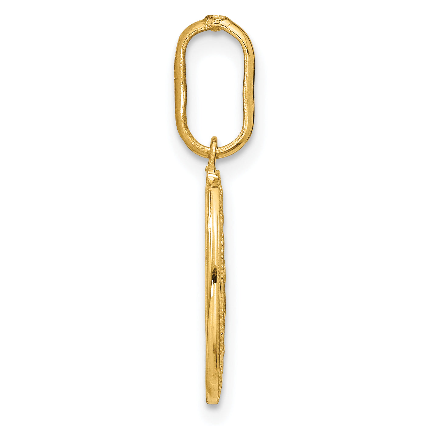 Oval Miraculous Medal Pendant in 14K Yellow Gold, 24mm Brushed & Satin Secondary image