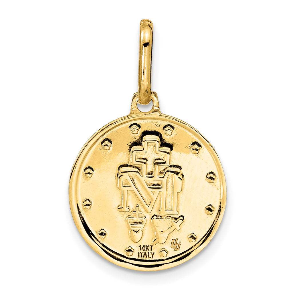 14k Polished and Matte Round Miraculous Medal