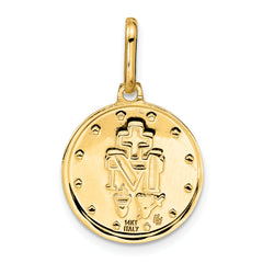 14k Polished and Matte Round Miraculous Medal