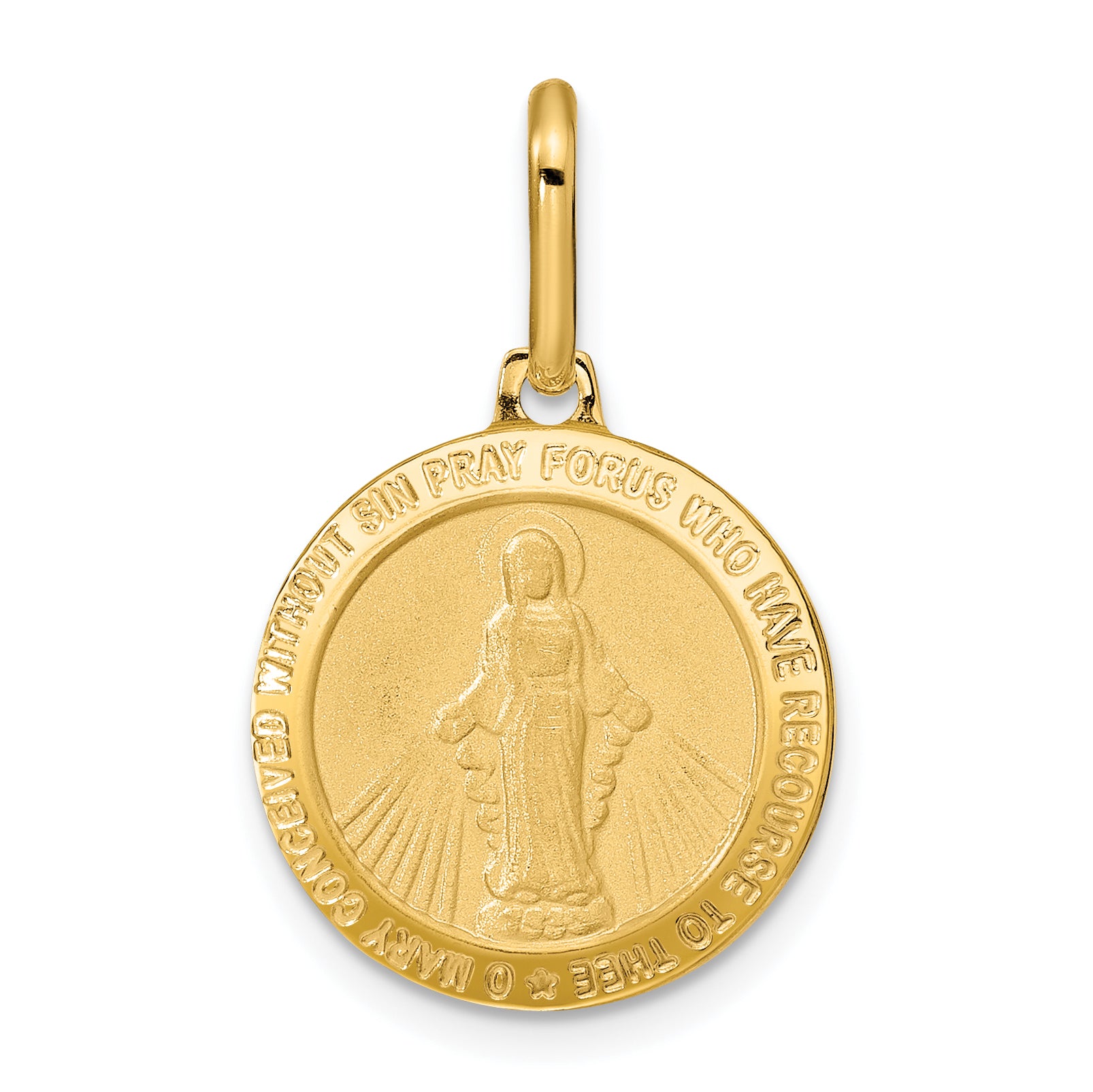 14k Polished and Matte Round Miraculous Medal Main image