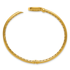 14k Polished and Matte Coin Hinged Bangle