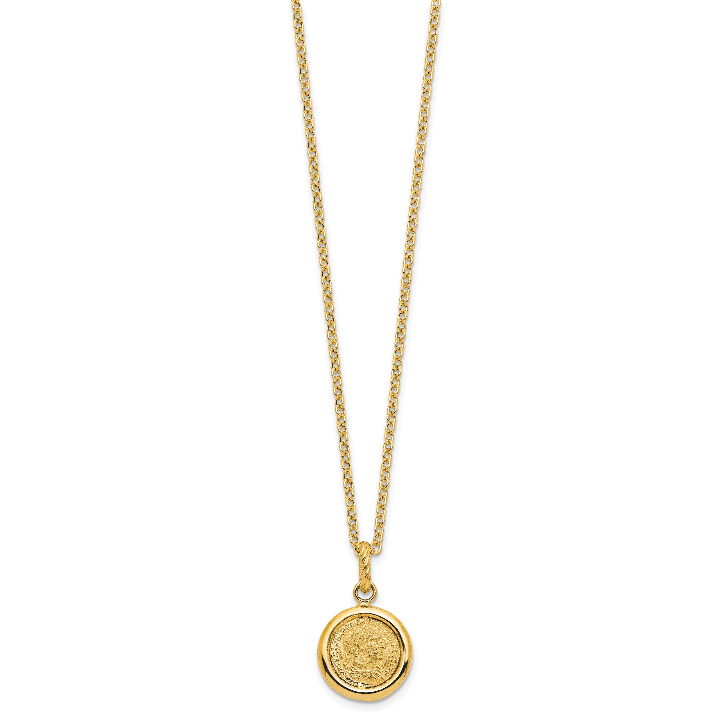 14k Polished and Matte Coin Necklace