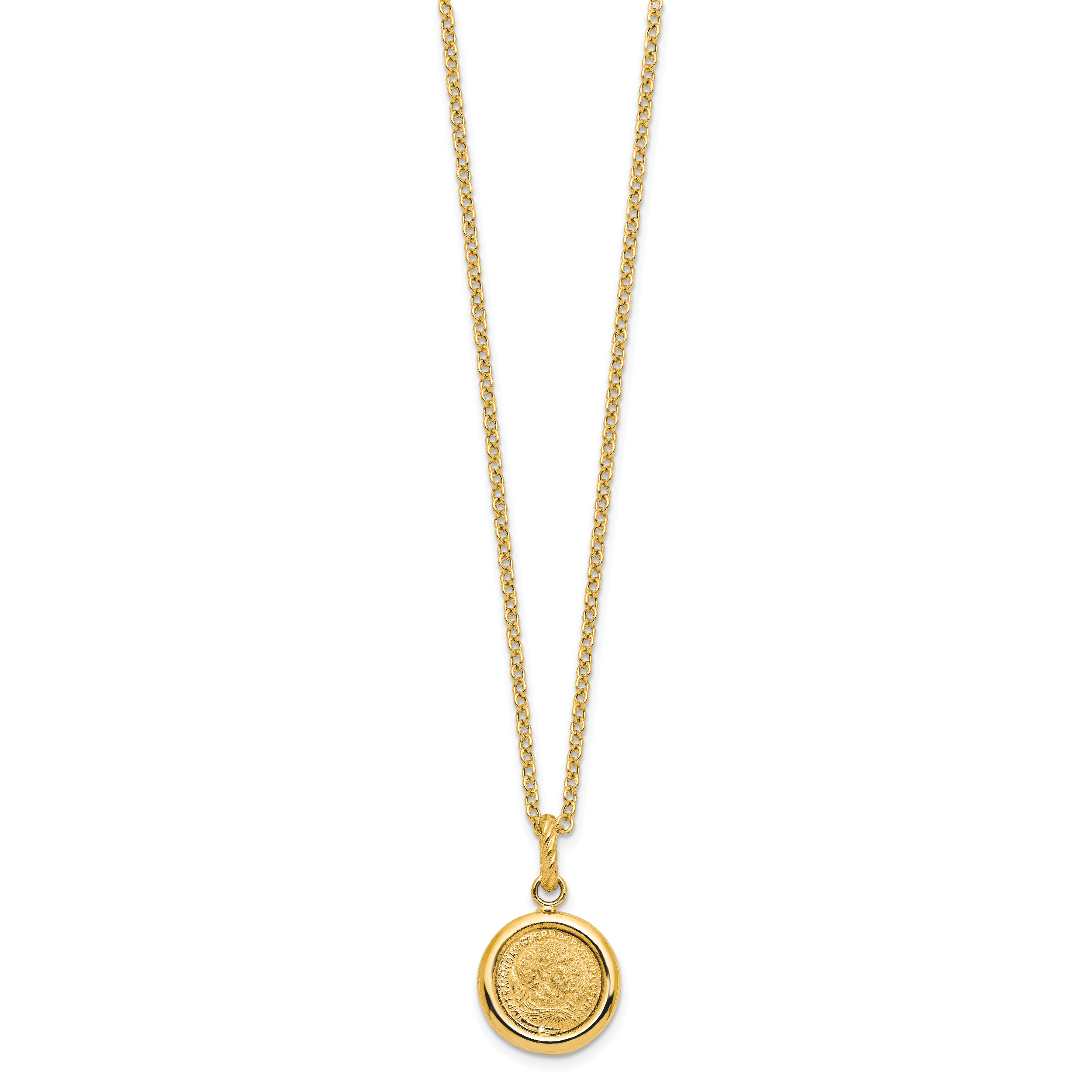 14k Polished and Matte Coin Necklace Secondary image