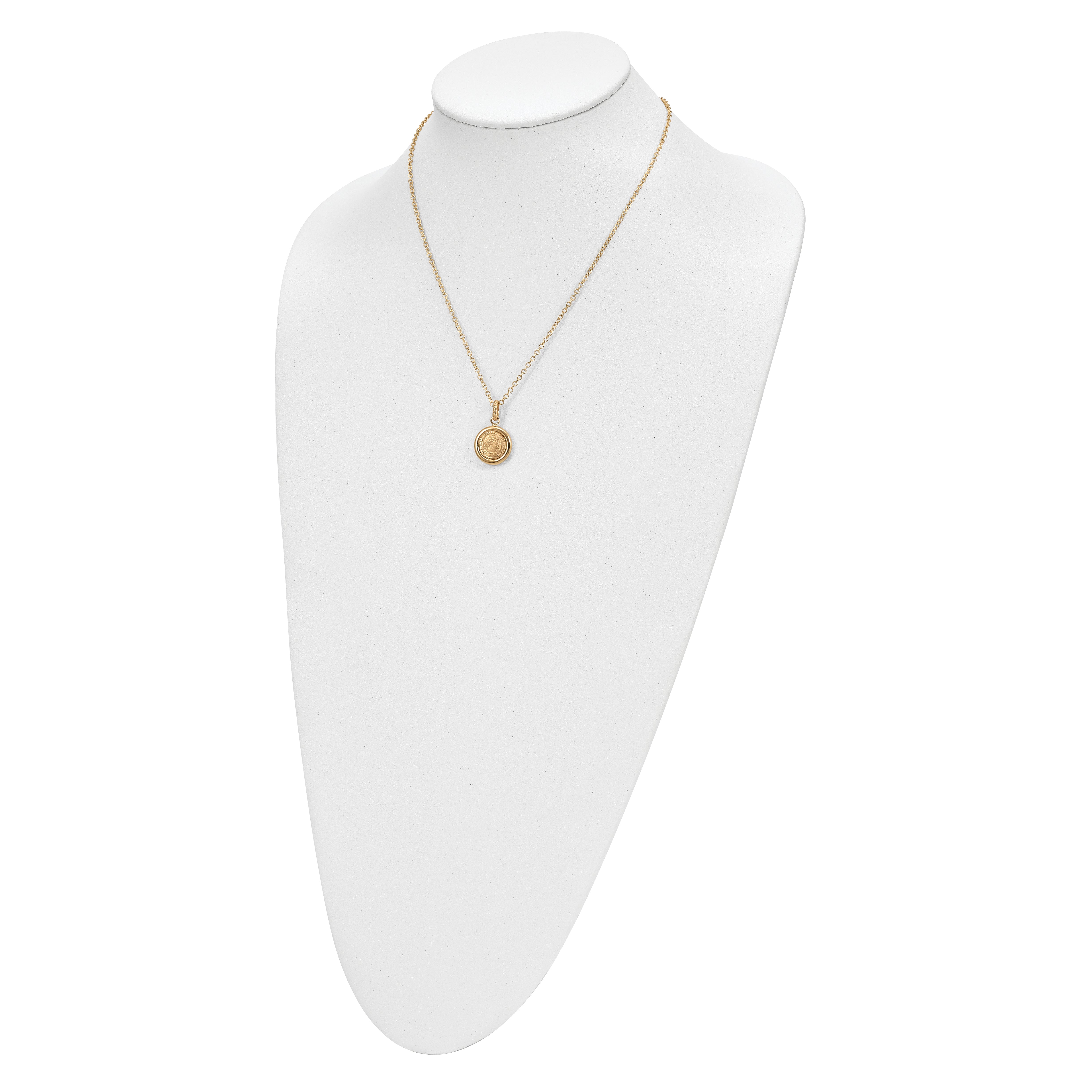 14k Polished and Matte Coin Necklace