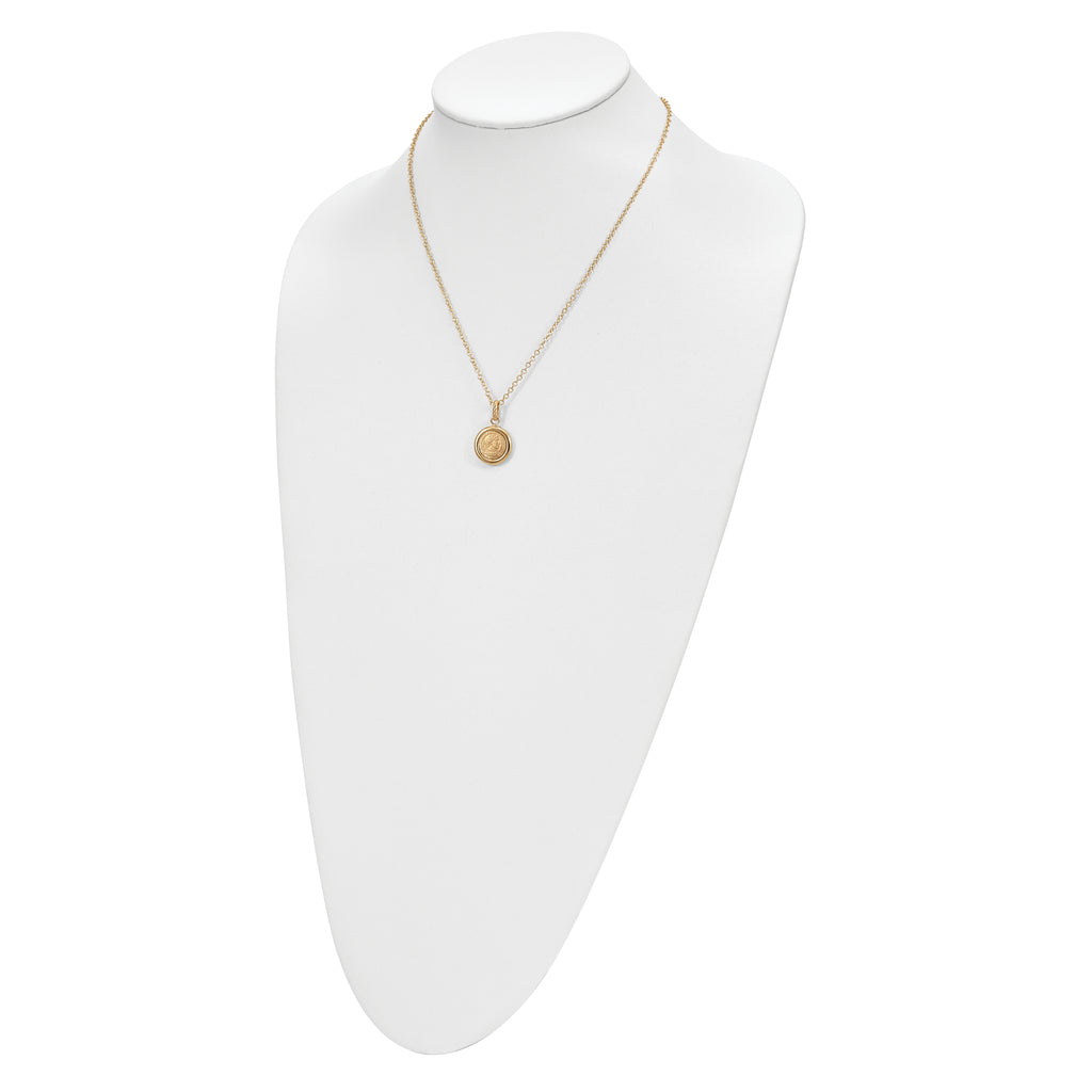 14k Polished and Matte Coin Necklace