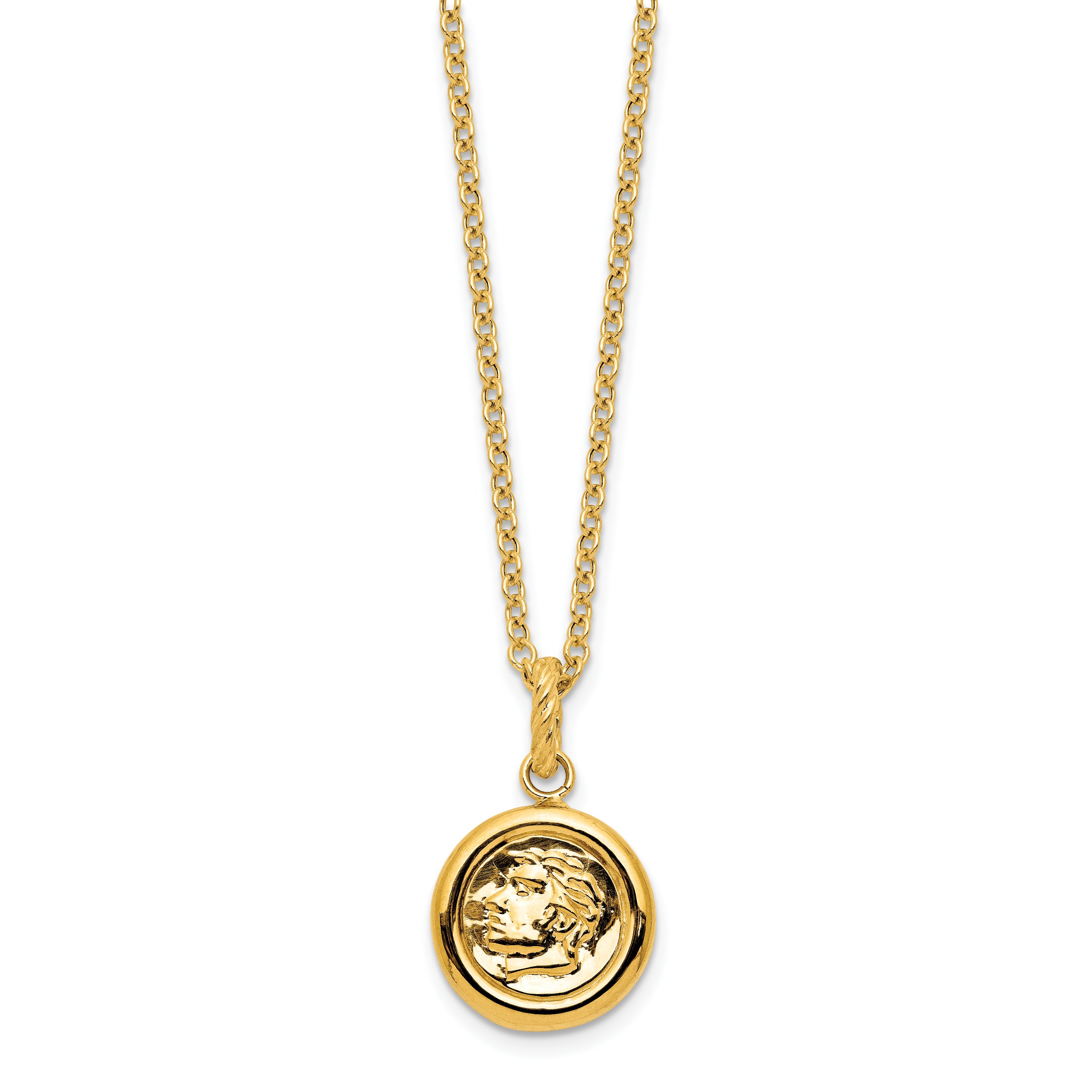 14k Polished and Matte Coin Necklace