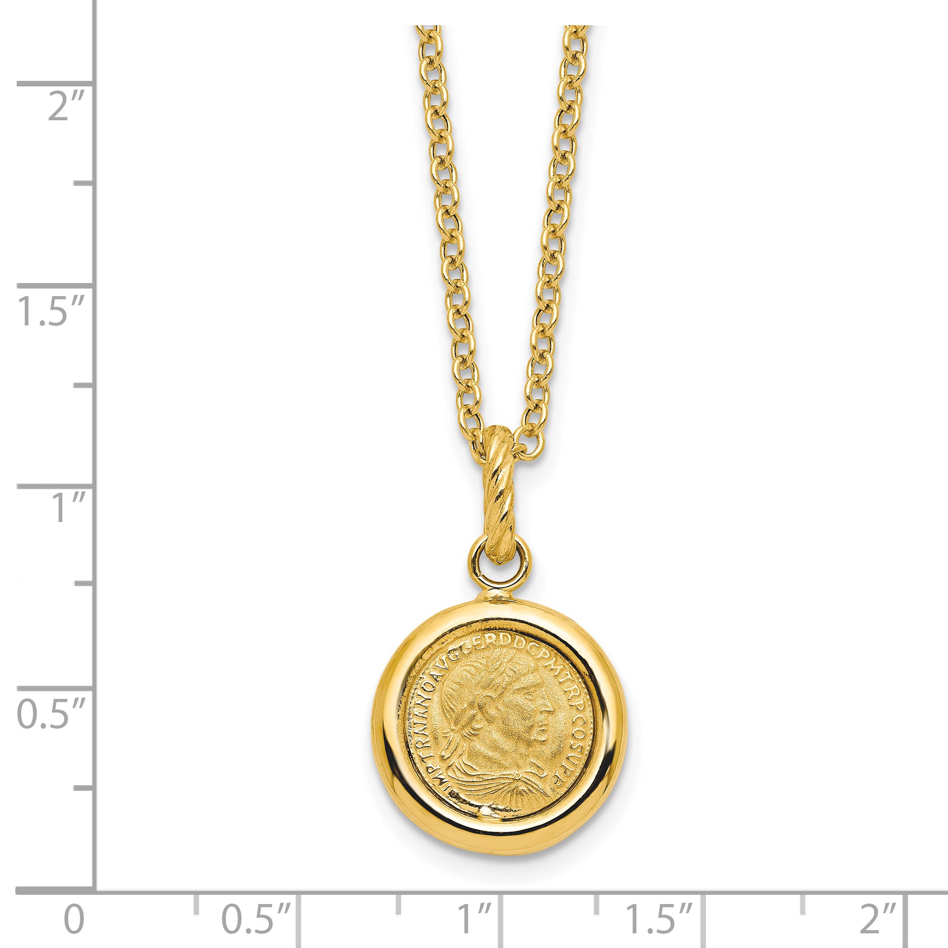14k Polished and Matte Coin Necklace