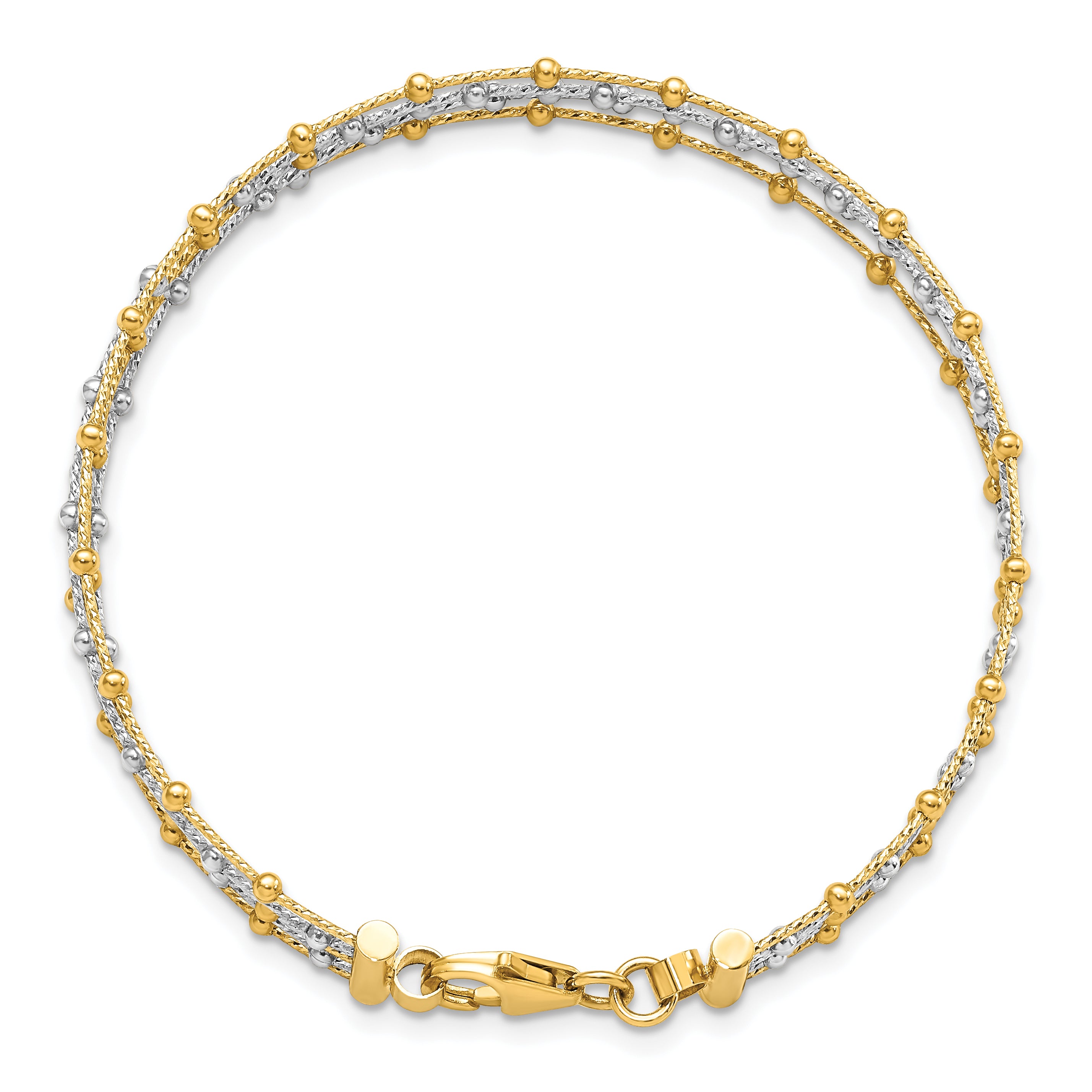 14K Two-Tone Beaded Multi-strand Wire Bangle Secondary image
