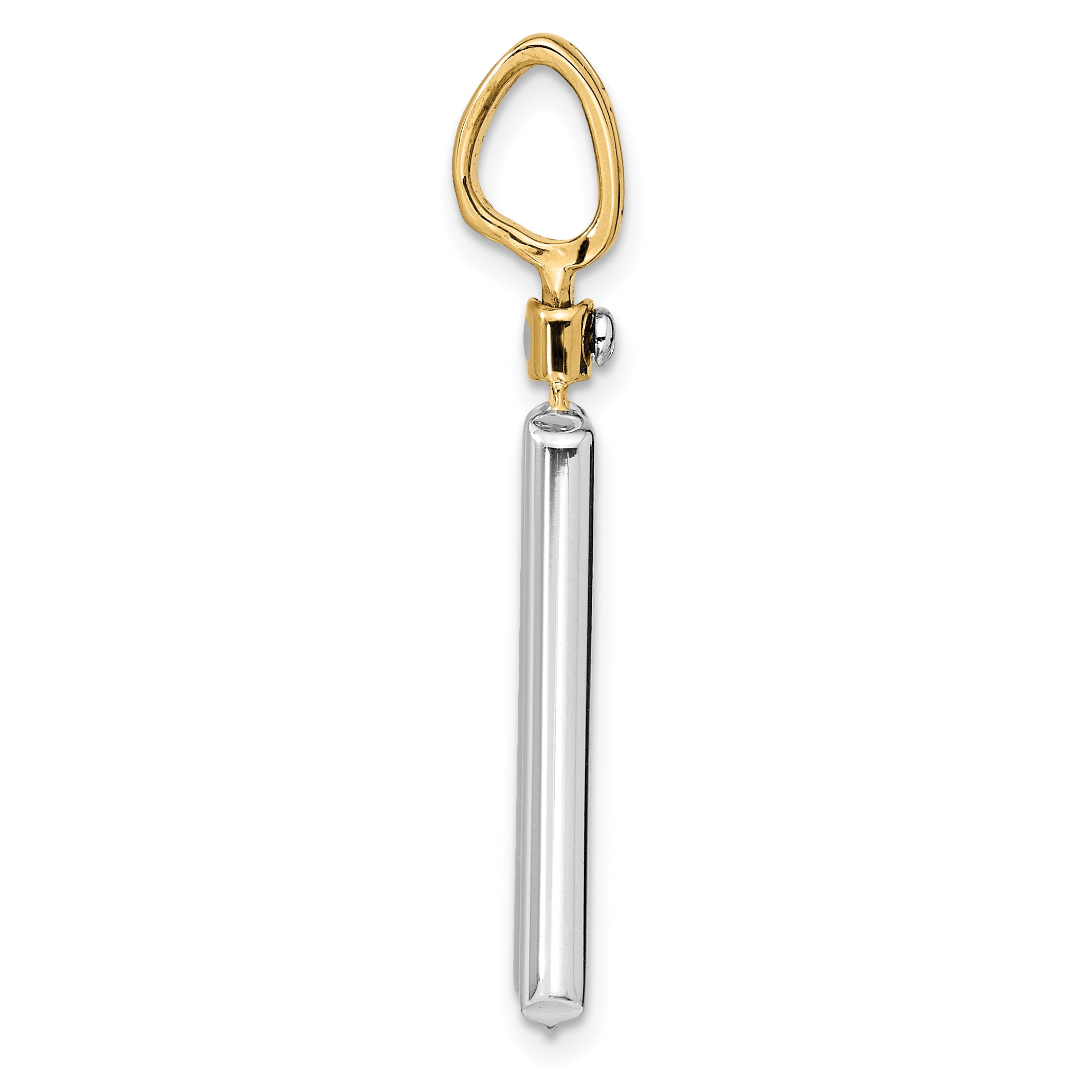 14K Two-tone Brushed Cross Dog Tag Pendant Secondary image