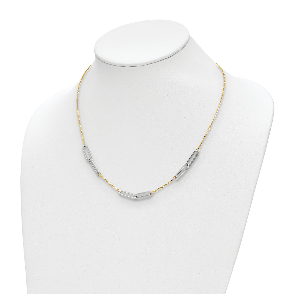 14k Two-tone Polished w/ ext. Necklace