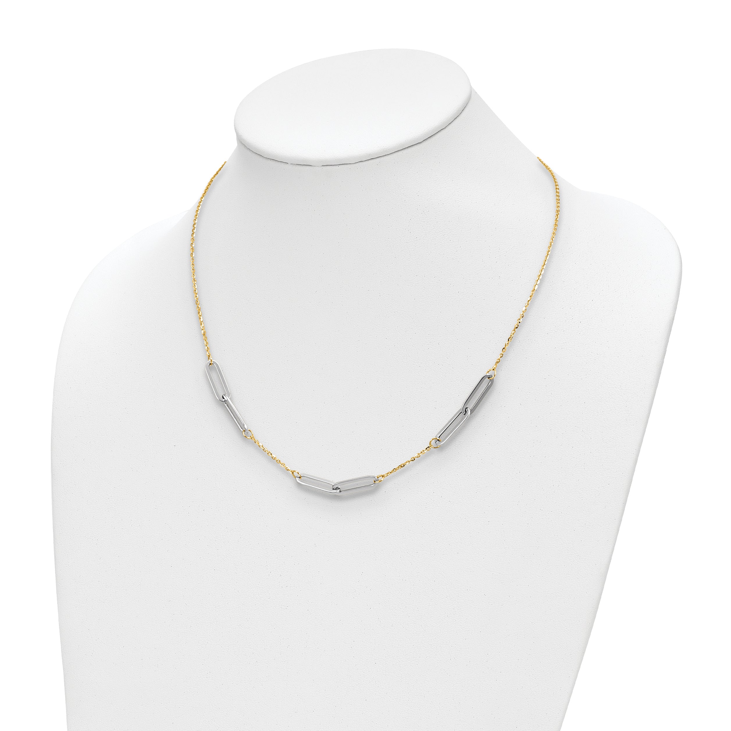 14k Two-tone Polished w/1in ext. Necklace
