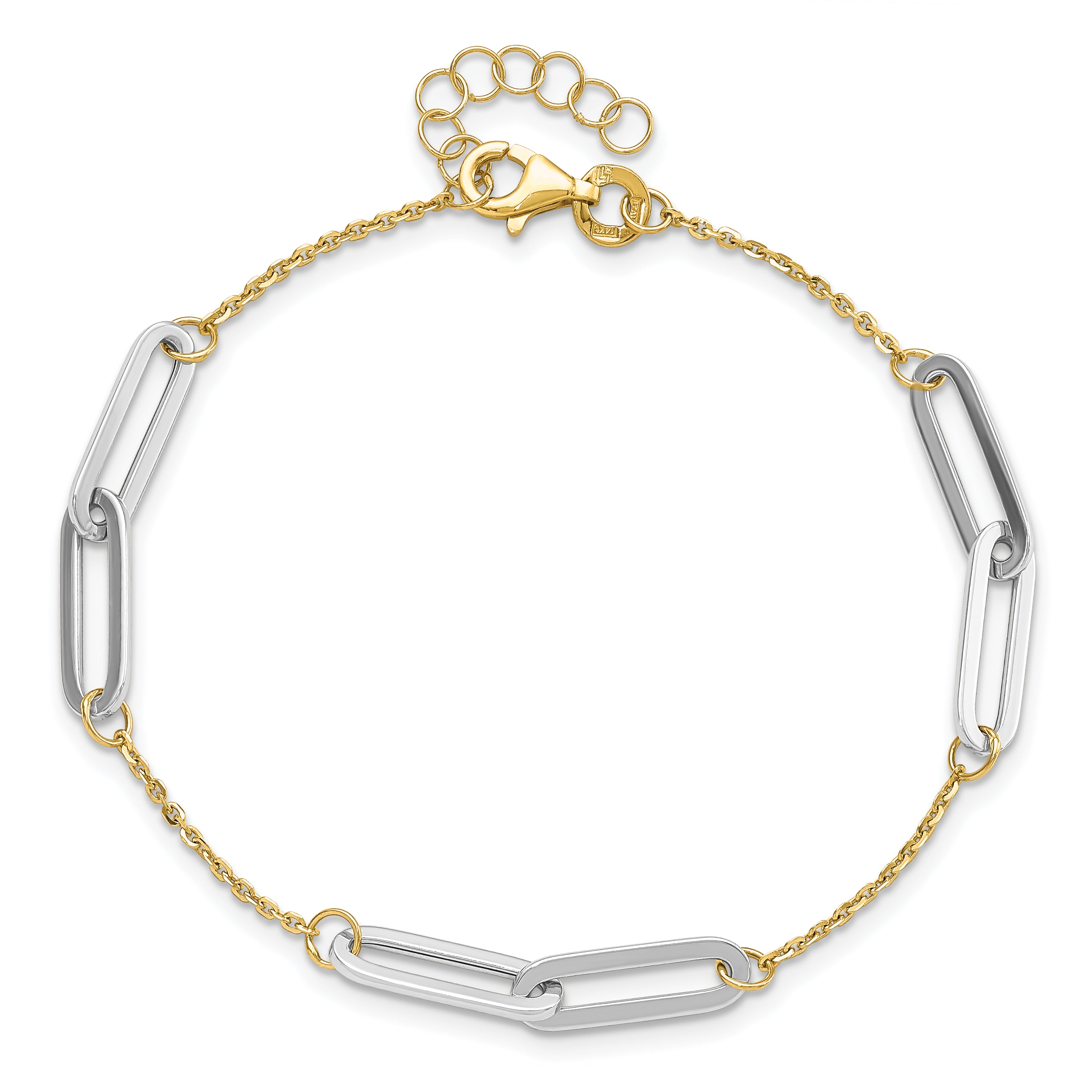14k Two-tone Polished w/1in ext. Bracelet