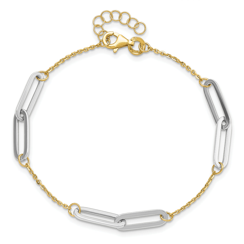 14k Two-tone Polished w/1in ext. Bracelet