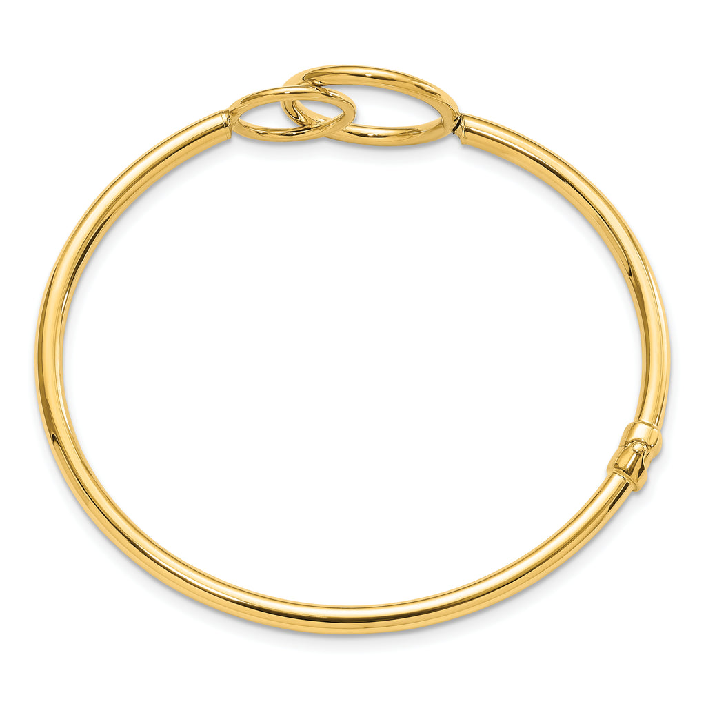 14K Polished Double Circled Hinged Bangle
