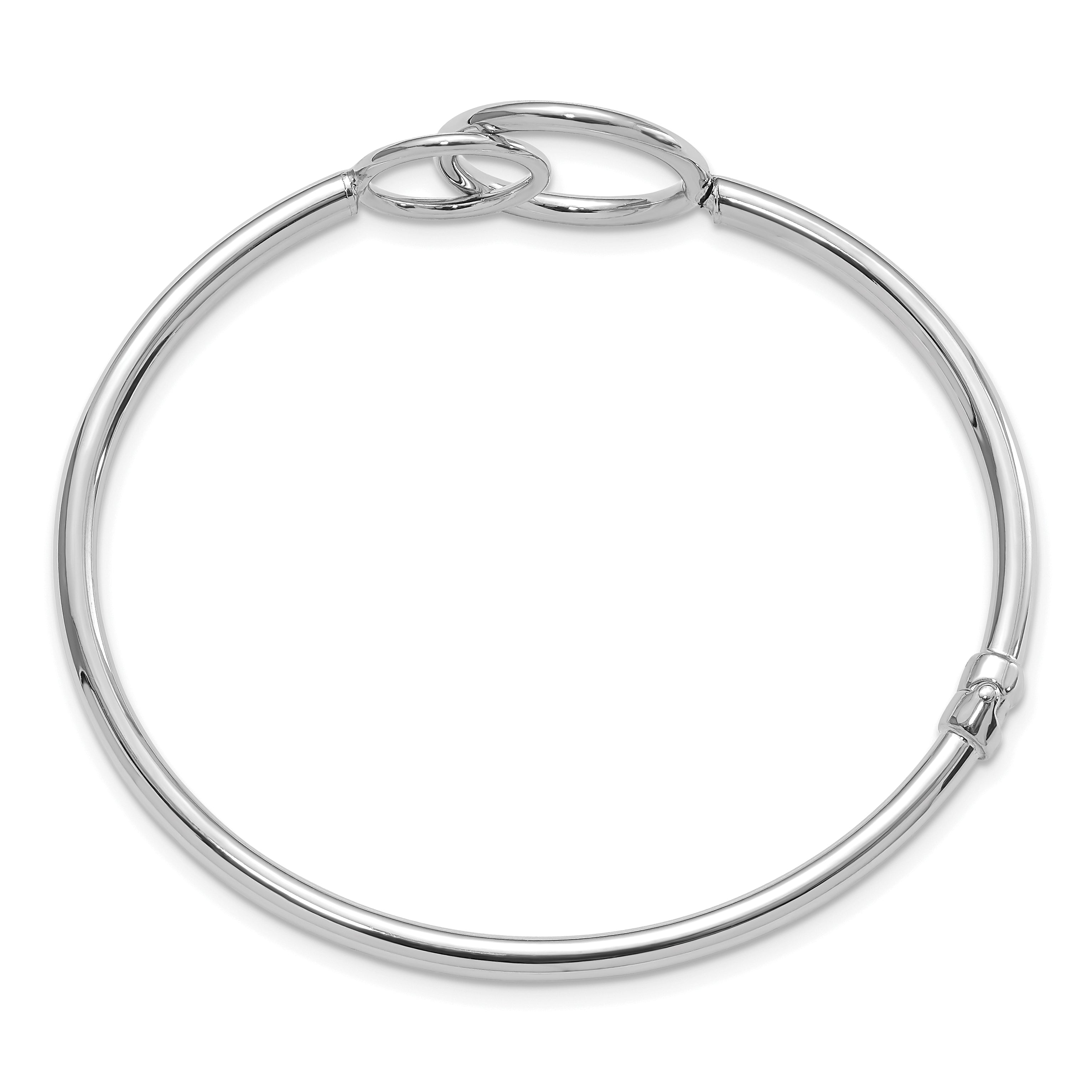 14K White Gold Polished Double Circled Hinged Bangle Secondary image