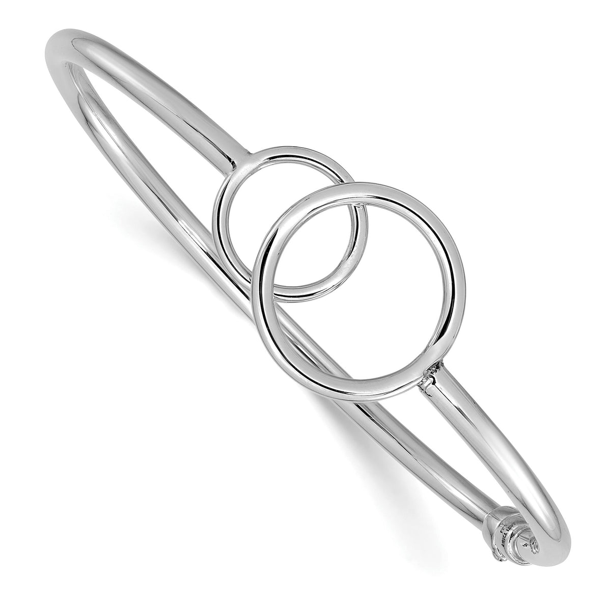 Double Circle Bangle in 14K White Gold, 3mm Hinged - Sophia Jewelers Main image
