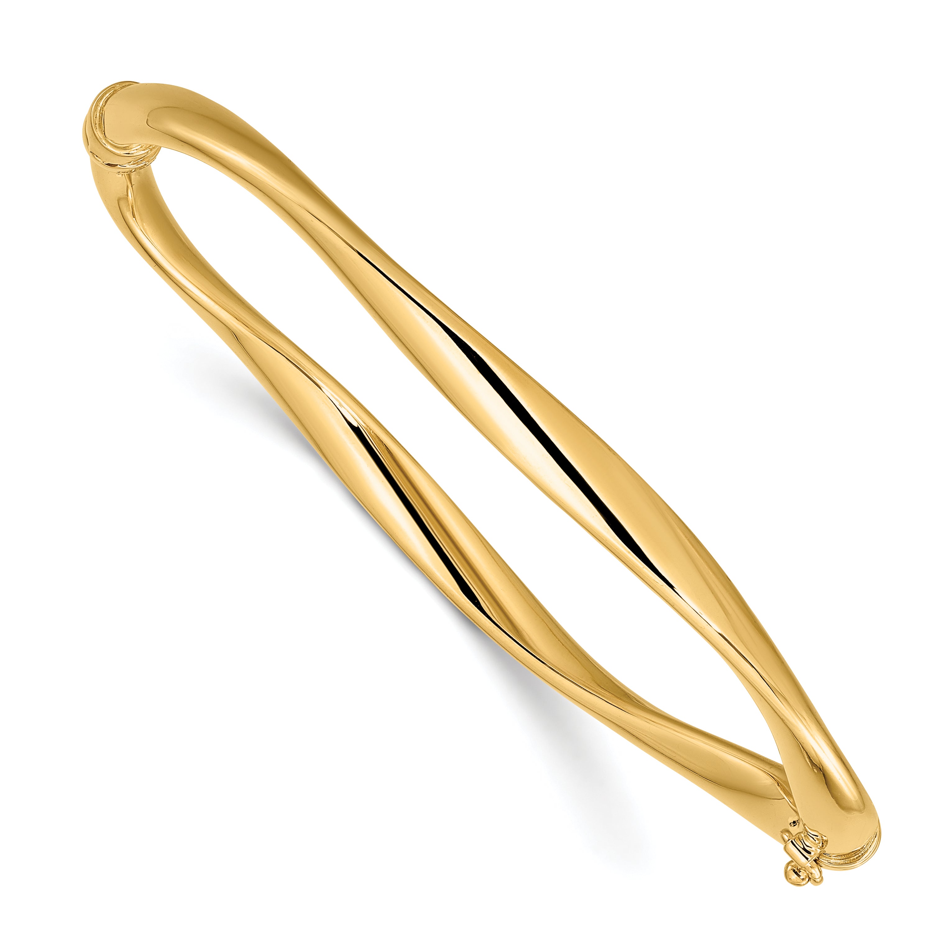 14K Polished Twisted Hinged Bangle Main image