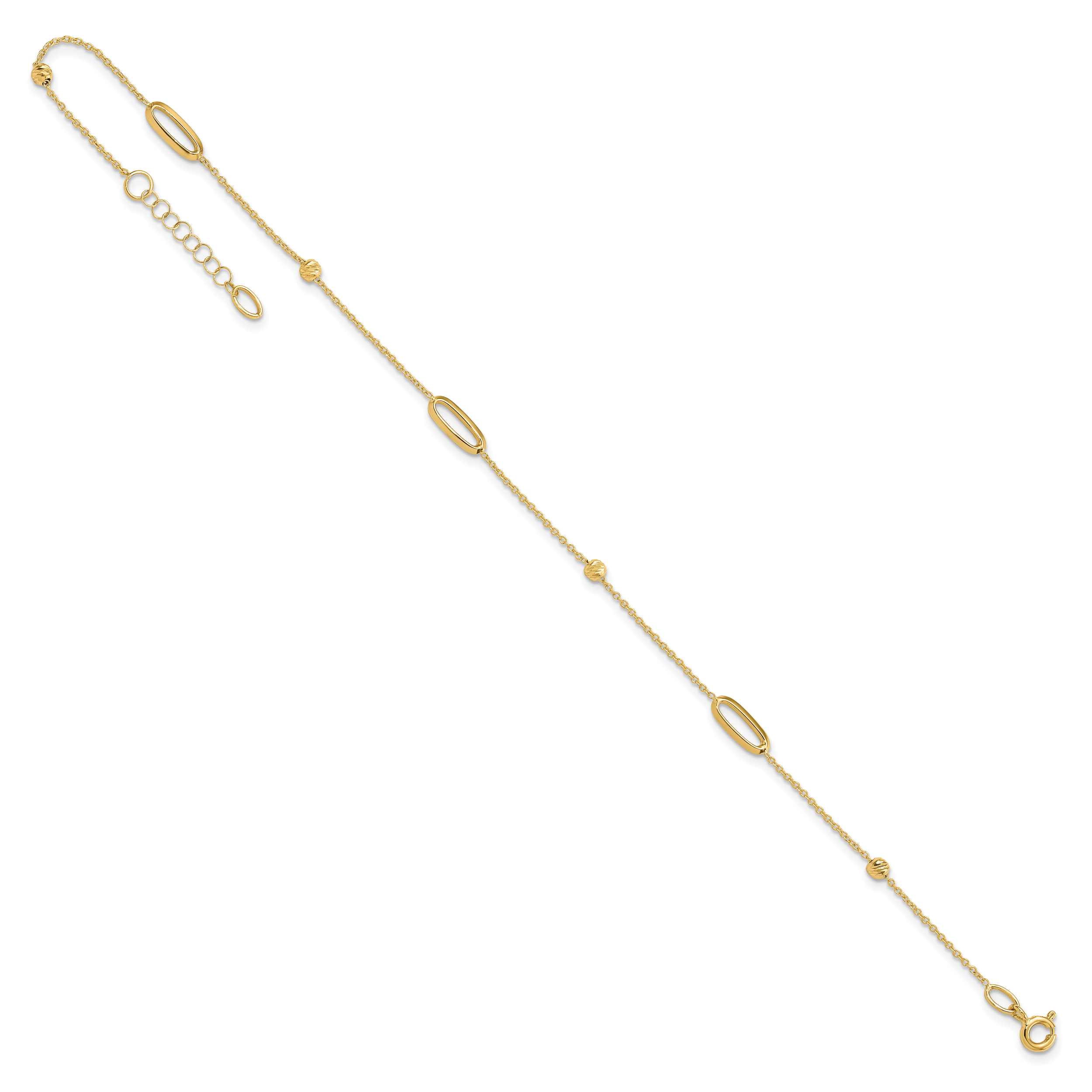14K Ovals and Beads 9 inch Plus 1 inch Extender - Total 10 inch Anklet Secondary image