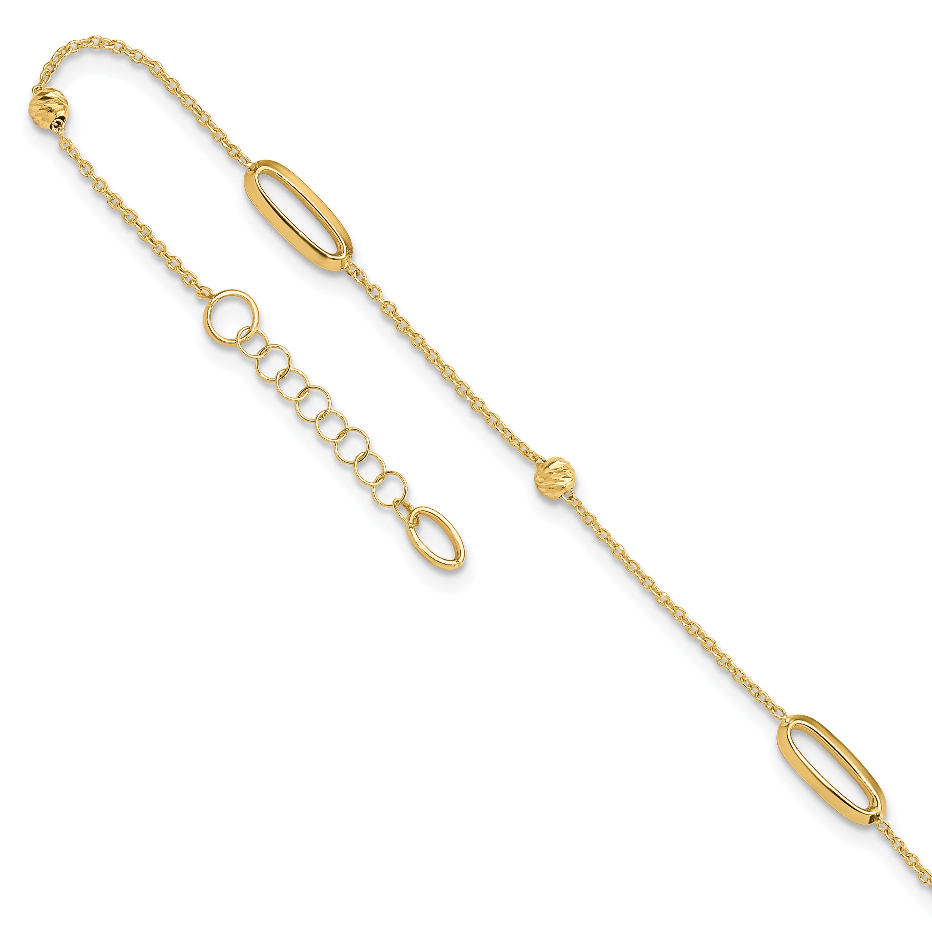 14K Ovals and Beads 9 inch Plus 1 inch Extender - Total 10 inch Anklet Main image