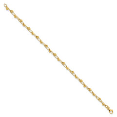14K Polished Diamond-cut Beads Link Bracelet