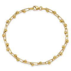 14K Polished Diamond-cut Beads Link Bracelet