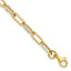 14K w/White Rhodium-Platedodium Polished / Diamond-cut Link Bracelet