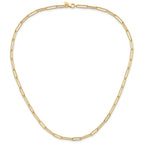 14K Polished and Textured Paperclip Link Necklace