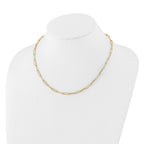 14K Polished and Textured Paperclip Link Necklace