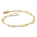 14K Polished and Textured Paperclip Link Bracelet