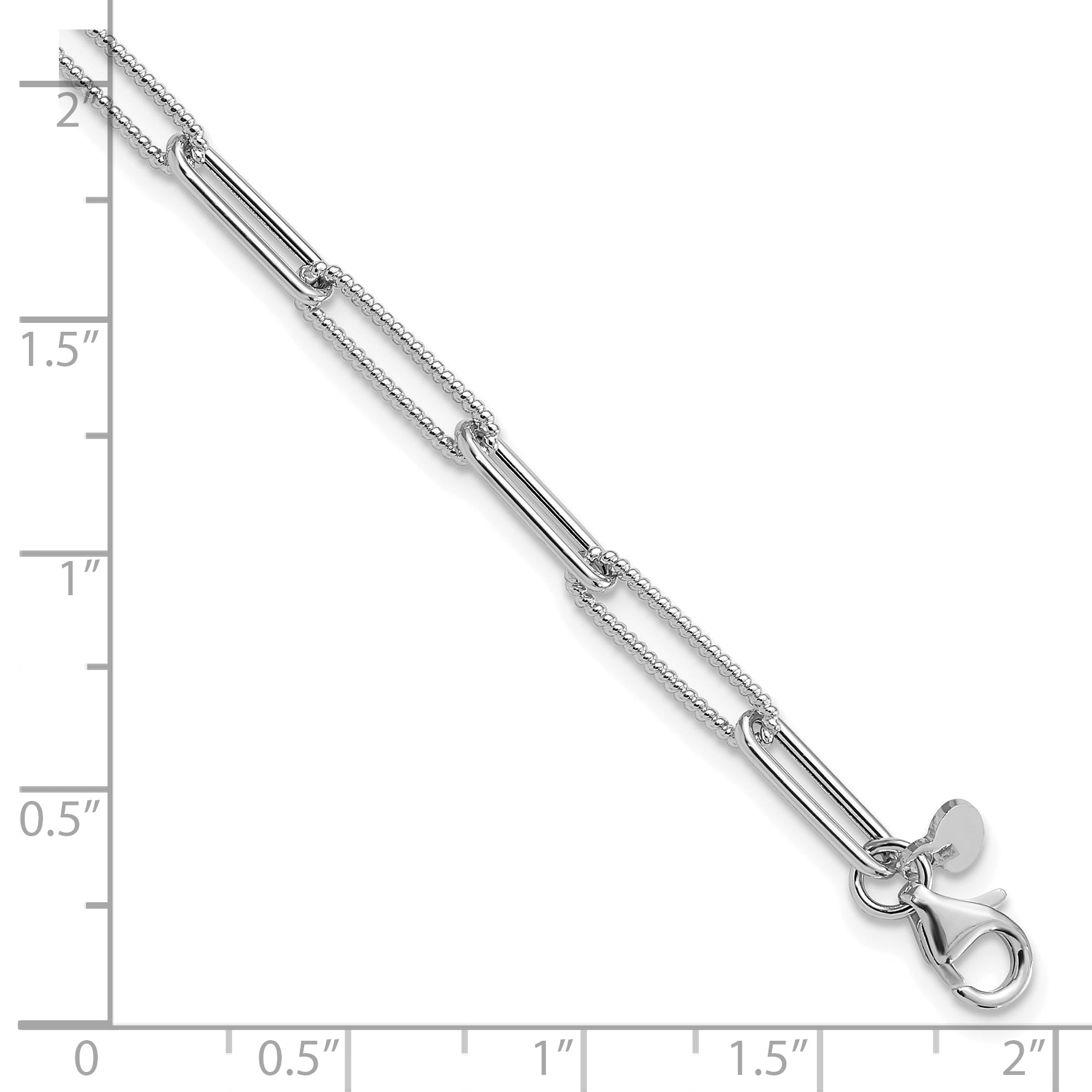 14K White Gold Polished / Textured Paperclip Link Bracelet