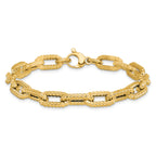14K Textured Hollow Fancy Link Bracelet