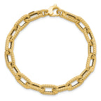 14K Textured Hollow Fancy Link Bracelet