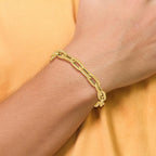 14K Textured Hollow Fancy Link Bracelet