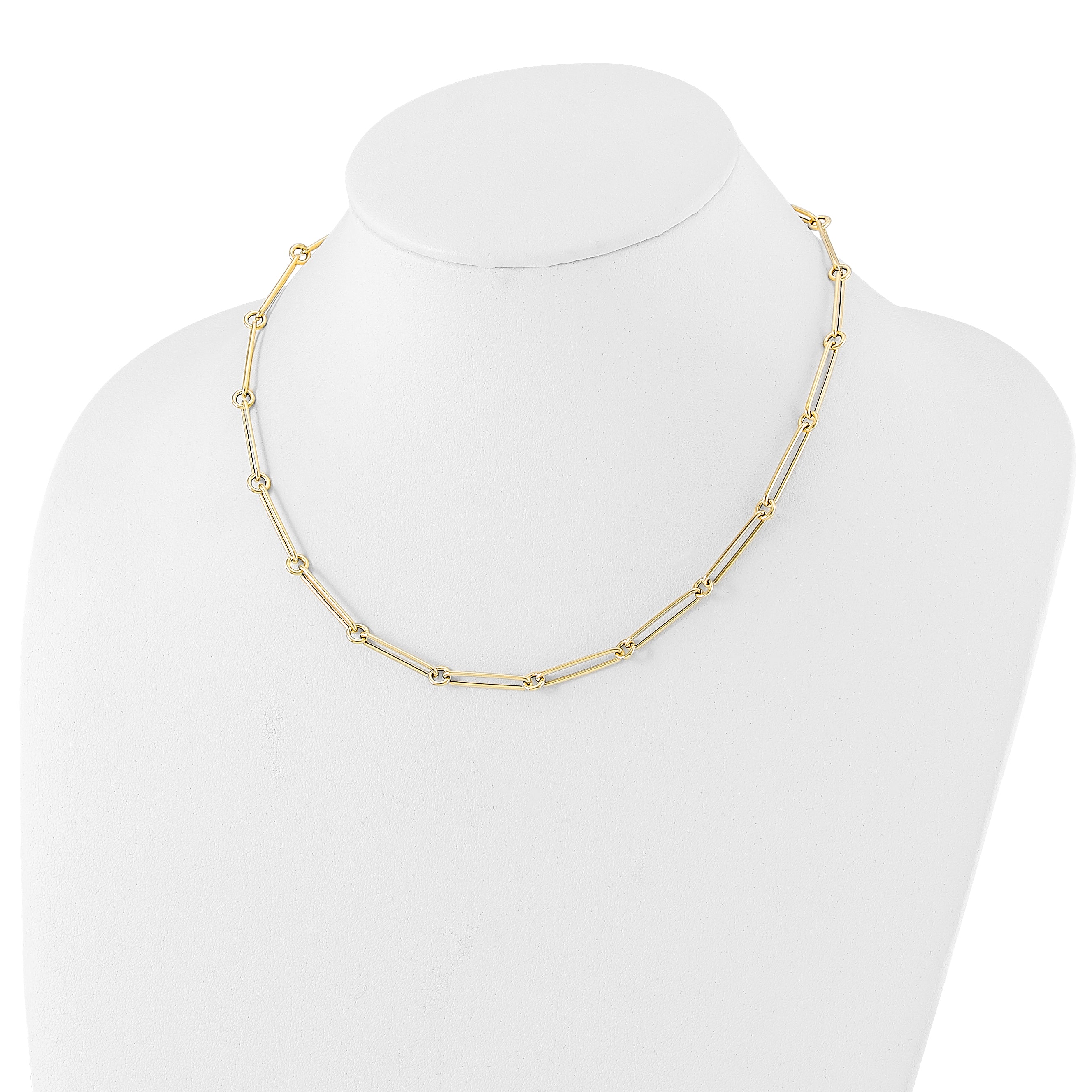 14K Polished Hollow Paperclip Link Necklace