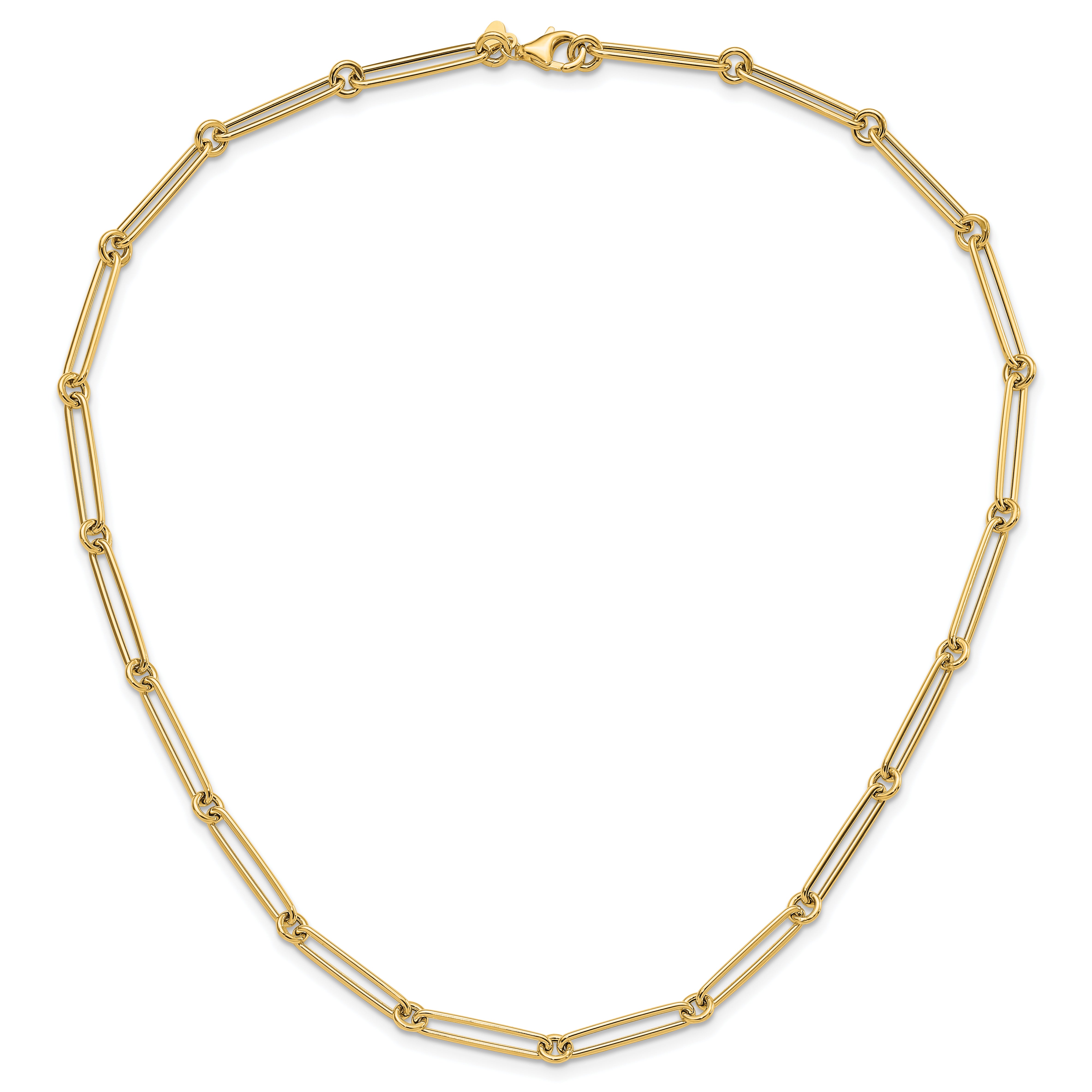 14K Polished Hollow Paperclip Link Necklace