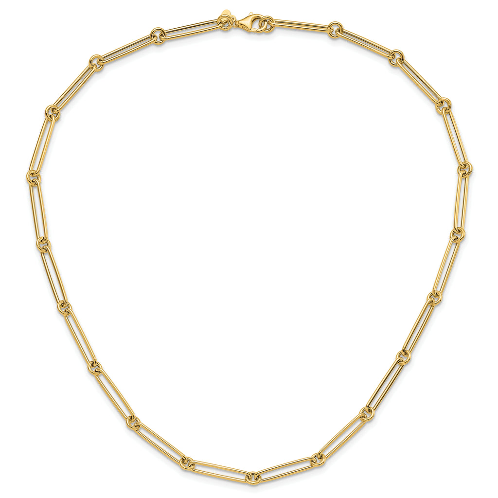 14K Polished Hollow Paperclip Link Necklace