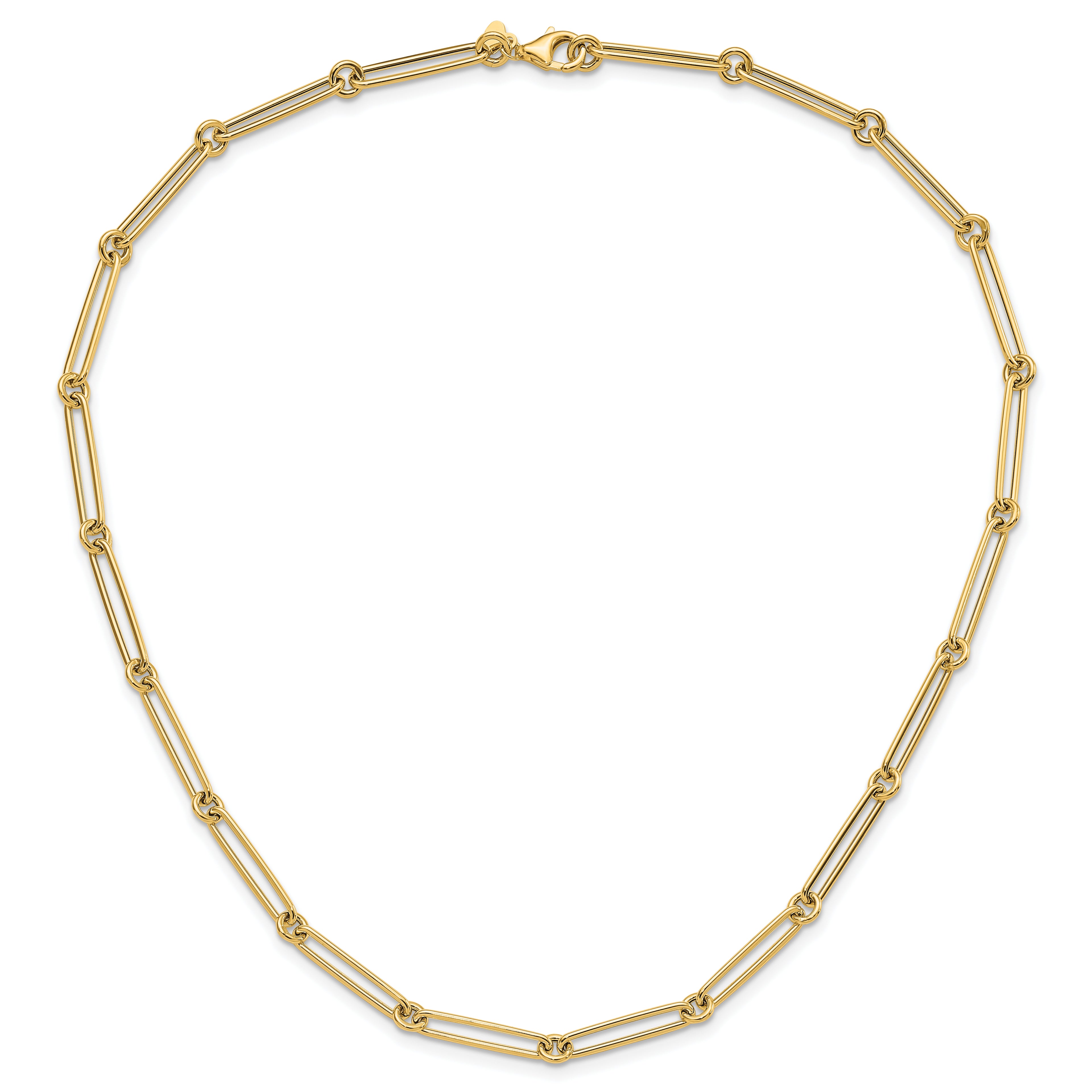14K Polished Hollow Paperclip Link Necklace