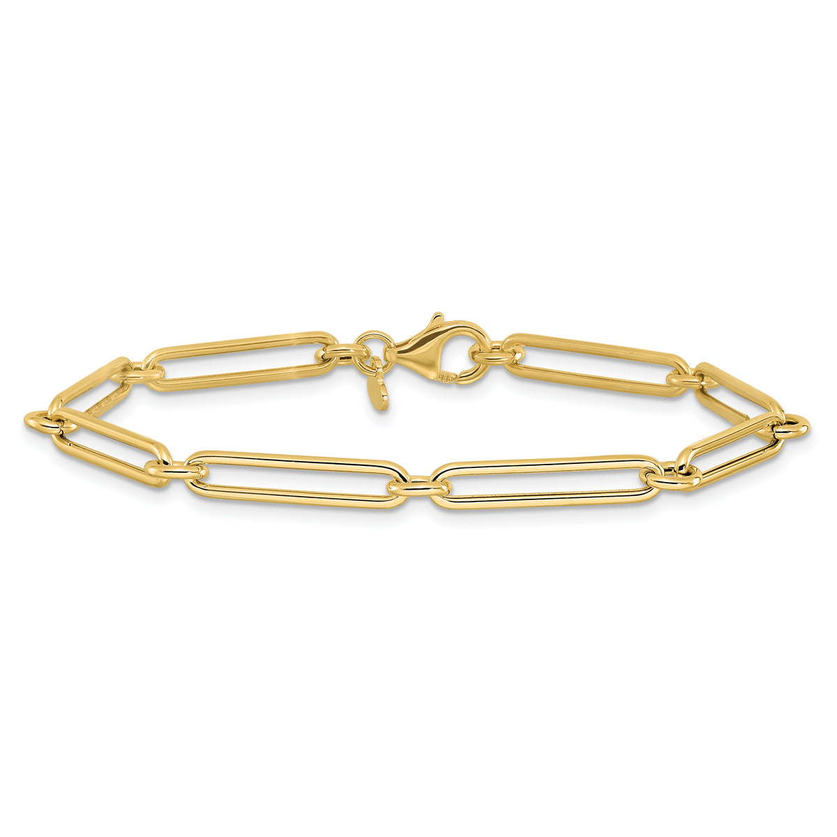 14K Polished Hollow Paperclip Link Bracelet