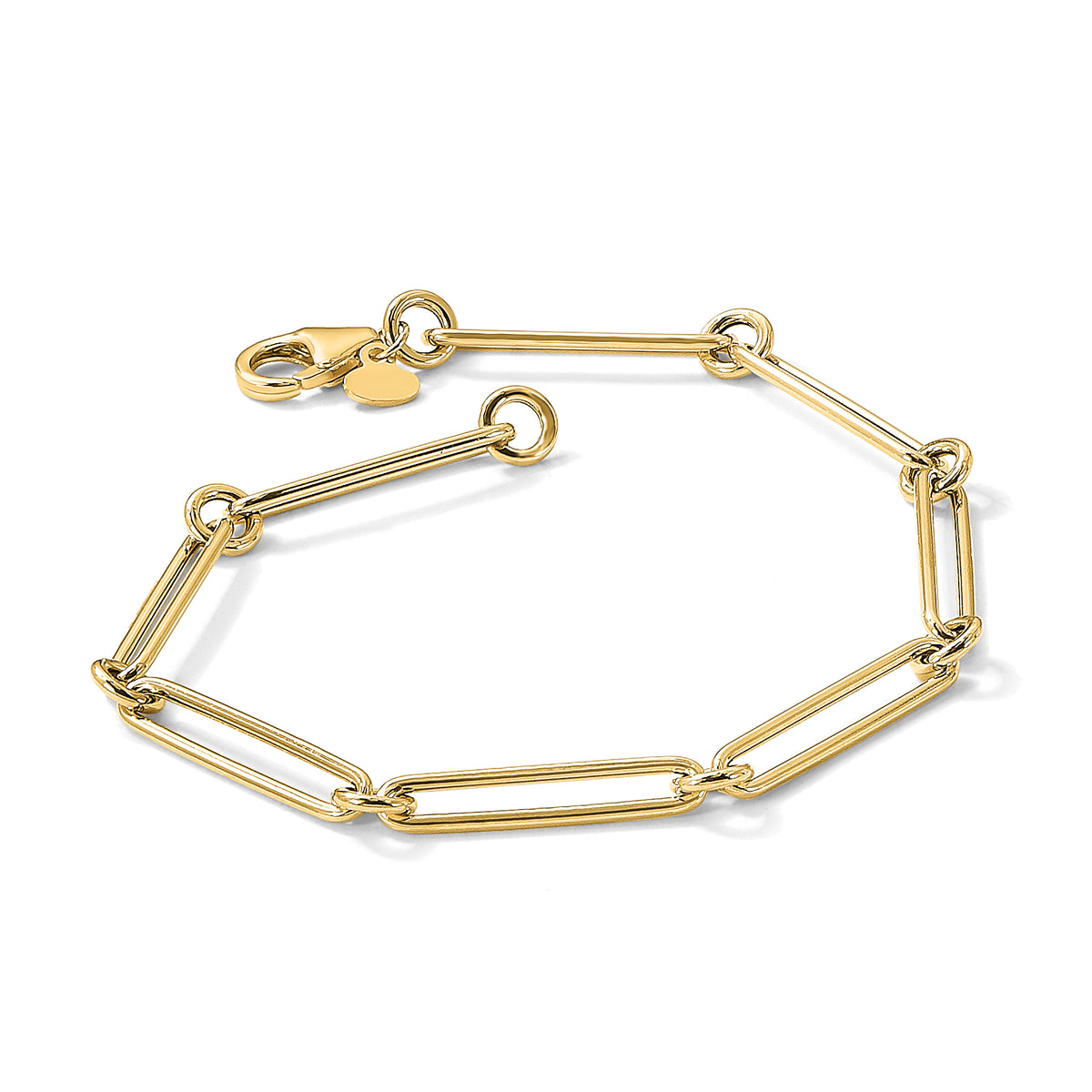 14K Polished Hollow Paperclip Link Bracelet