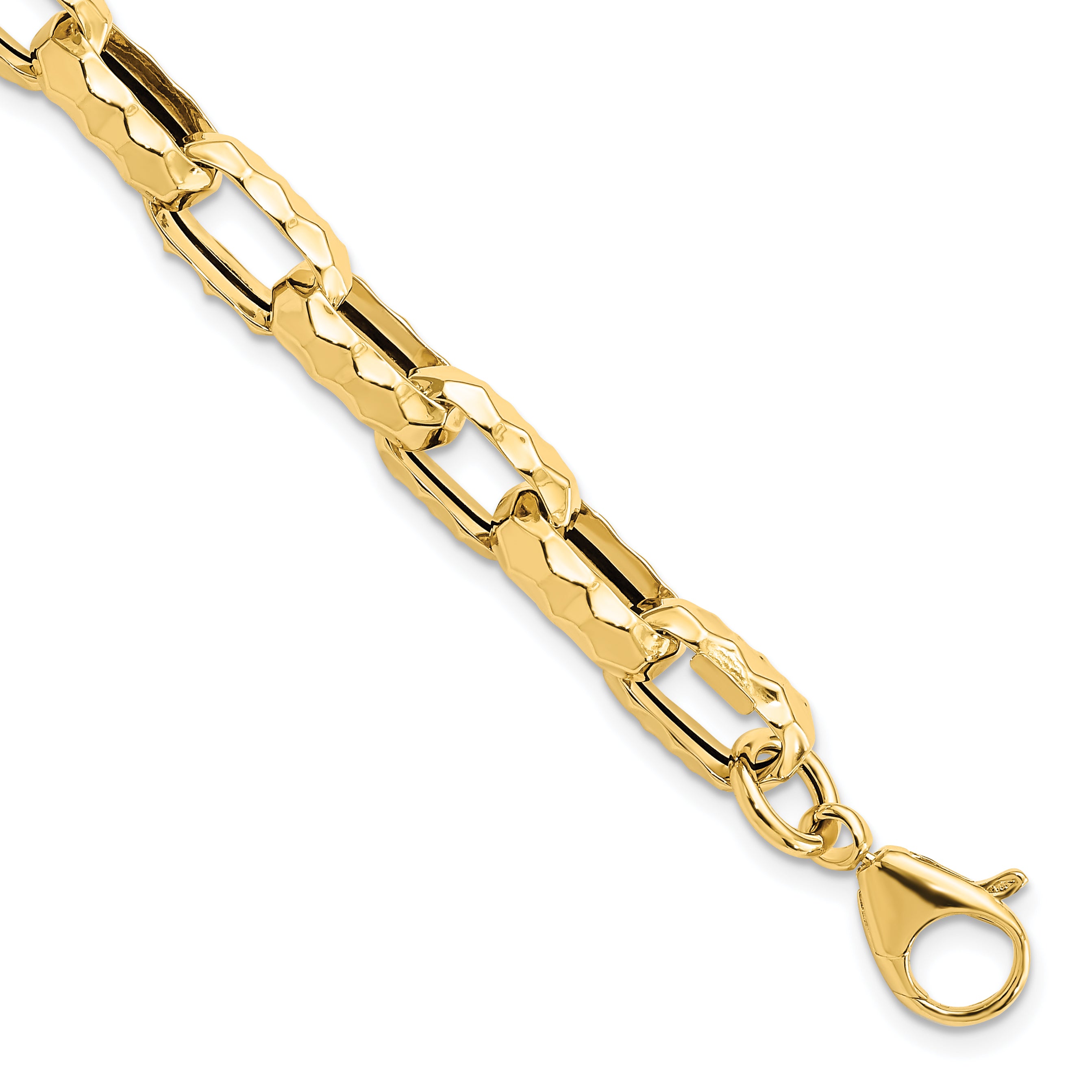 14K Polished Hollow Hammered Link Bracelet Main image