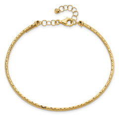 14K Diamond-cut and Textured with Safety Chain Bangle