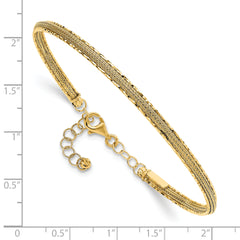 14K Diamond-cut and Textured with Safety Chain Bangle