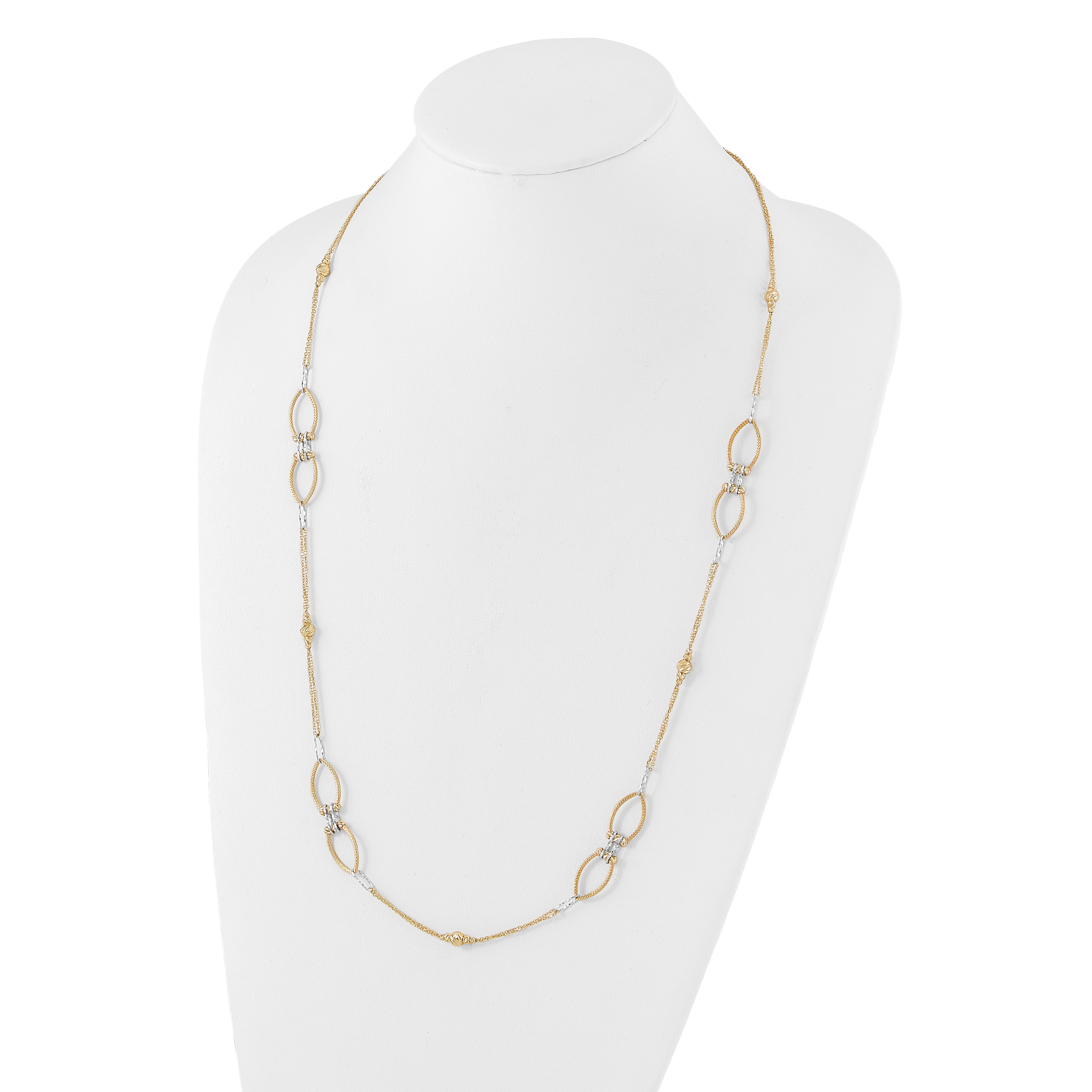 14K Two-tone Dia-cut Beads Fancy Link with 1in. ext Necklace Secondary image