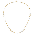 14K Two-tone Dia-cut Beads Fancy Link with 1in. ext Necklace
