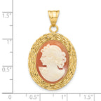 14K Diamond-cut Natural Shell Portrait Cameo Pendant
