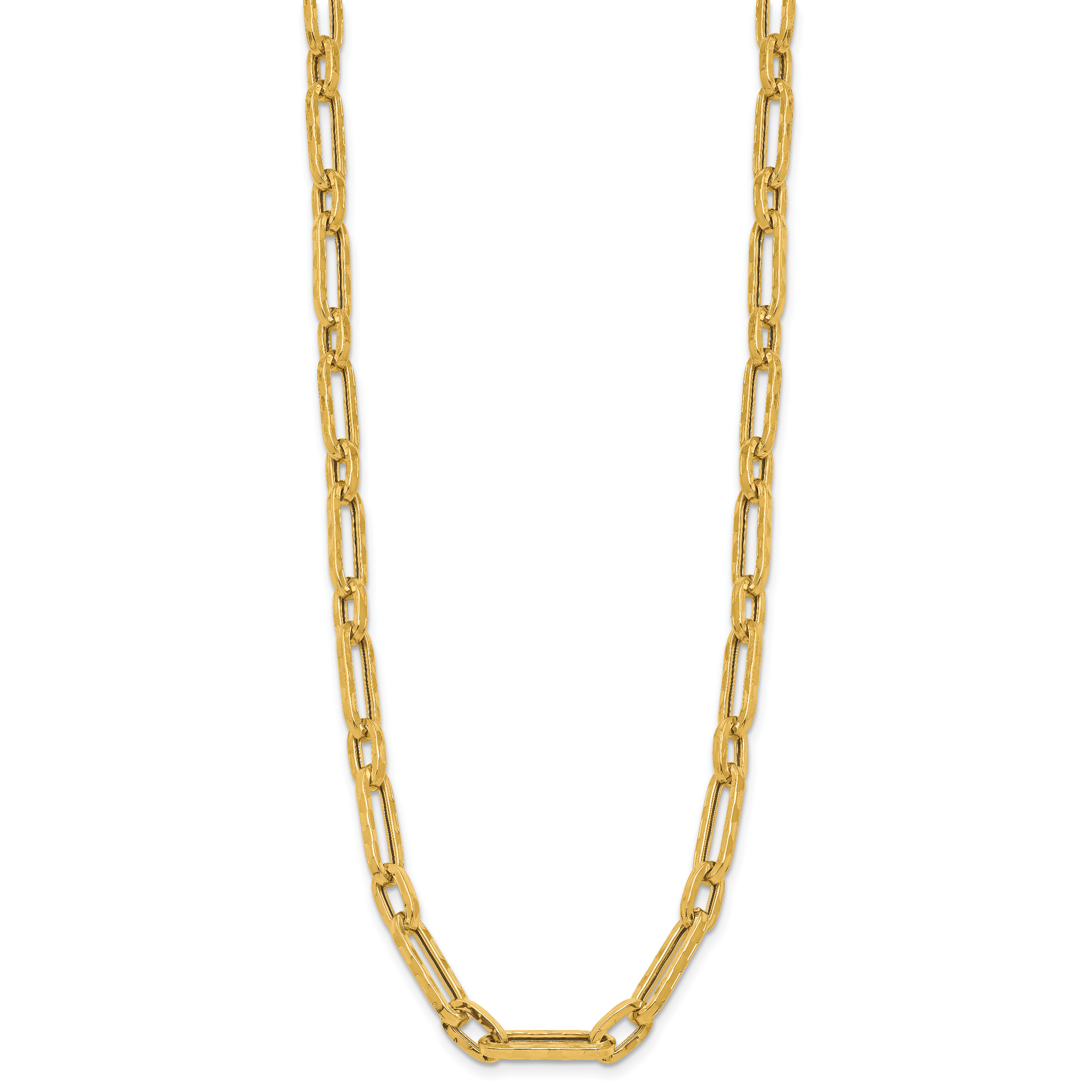 14K Polished and Textured Fancy Link Necklace Secondary image