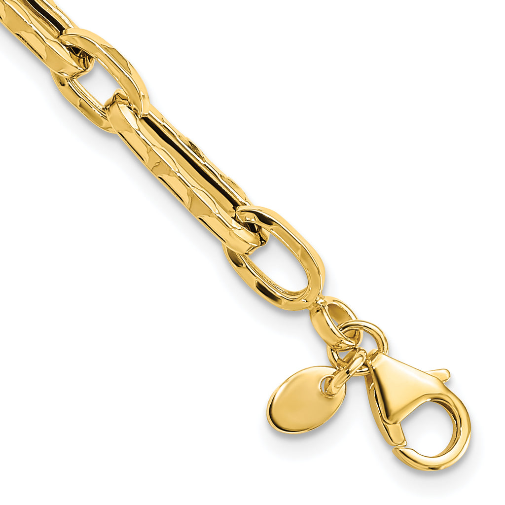 14K Polished and Textured Fancy Link Necklace