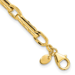 14K Polished and Textured Fancy Link Necklace