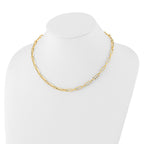 14K Polished and Textured Fancy Link Necklace