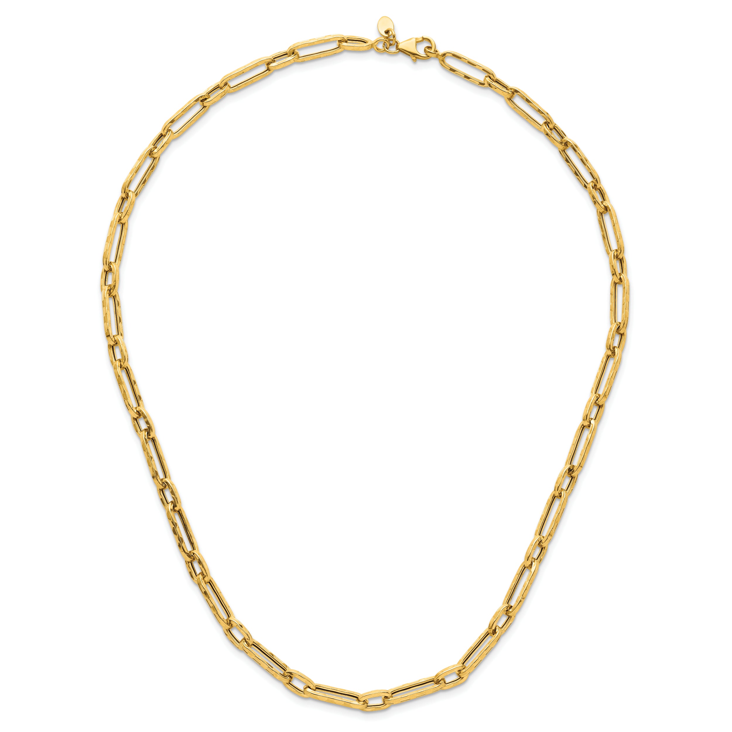 14K Polished and Textured Fancy Link Necklace